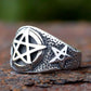 Gothic Satanic Pentagram Ring Mens - Titanium Steel Silver - Unisex - That Rock Aesthetic