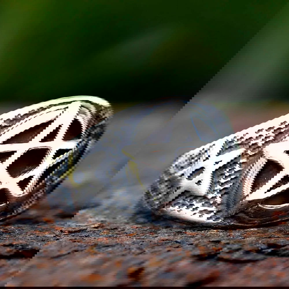Gothic Satanic Pentagram Ring Mens - Titanium Steel Silver - Unisex - That Rock Aesthetic