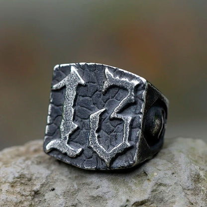 Gothic Skull Number 13 Ring Mens Thirteen - Stainless Steel Silver - Unisex - That Rock Aesthetic