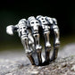 Gothic Skull Skeleton Hand Ring Mens - Stainless Steel Silver - Unisex - That Rock Aesthetic