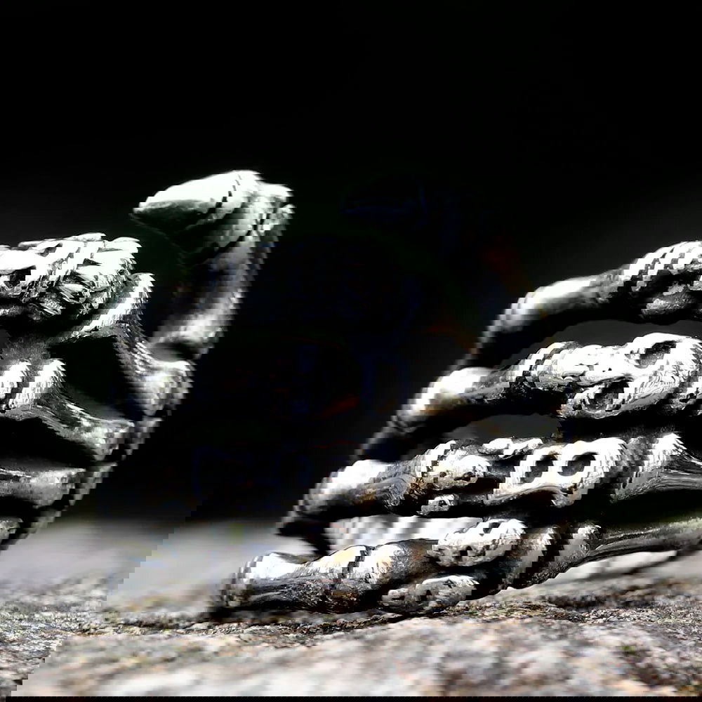Gothic Skull Skeleton Hand Ring Mens - Stainless Steel Silver - Unisex - That Rock Aesthetic
