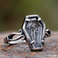 Gothic Valentines Rose Coffin Ring - Titanium Steel Silver - Unisex - That Rock Aesthetic