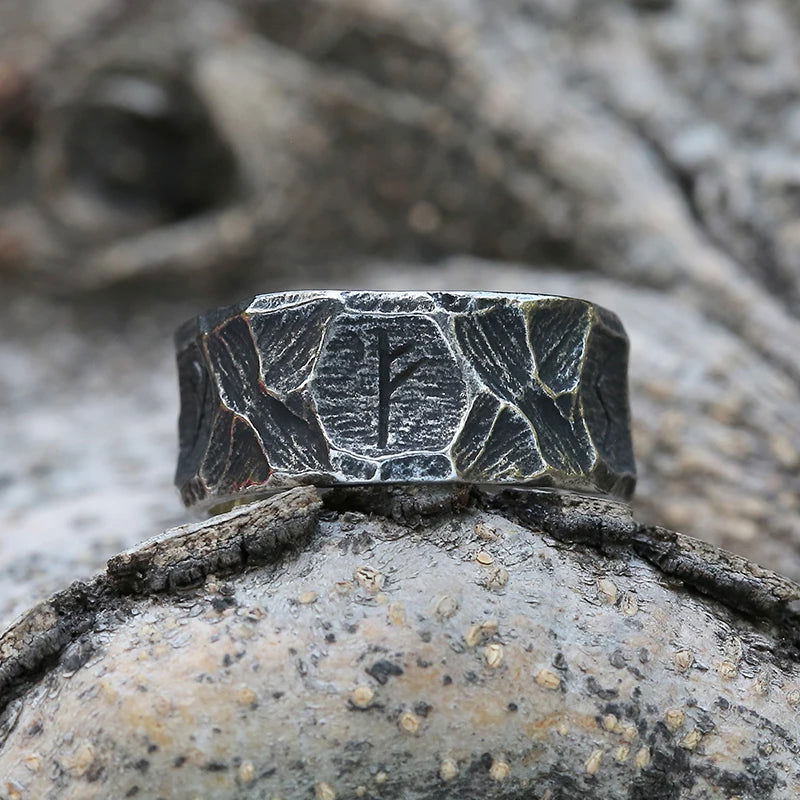 Gothic Viking Nordic Norse Rune Mens Ring - Stainless Steel Silver - Unisex - That Rock Aesthetic