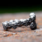 Gothic Wraparound Band of Skulls Ring Mens - Titanium Steel Silver - Unisex - That Rock Aesthetic