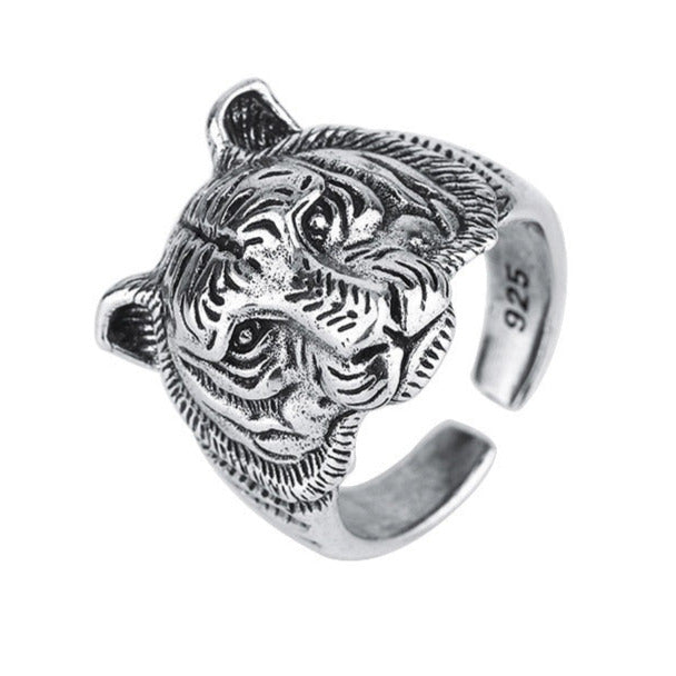 Graceful Mens Tiger Ring - 925 Sterling Silver - Unisex - Adjustable - That Rock Aesthetic