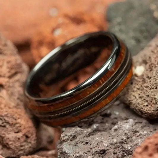 Guitar String Ring - Stainless Steel Black & Brown - Unisex - That Rock Aesthetic