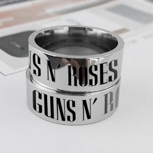 Guns N Roses Ring Music Mens - Stainless Steel Silver - Unisex - That Rock Aesthetic