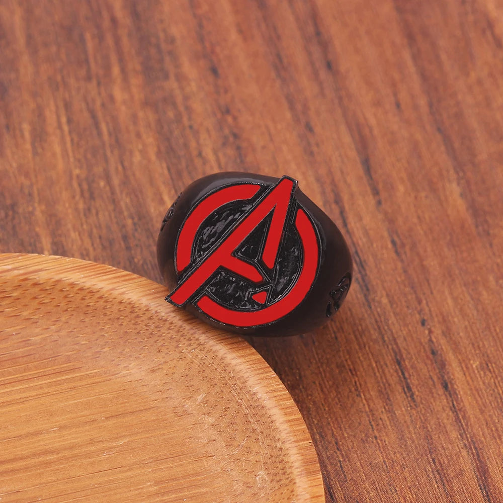 Avengers Ring Logo Superhero Mens Marvel Ring - Black & Red - Unisex