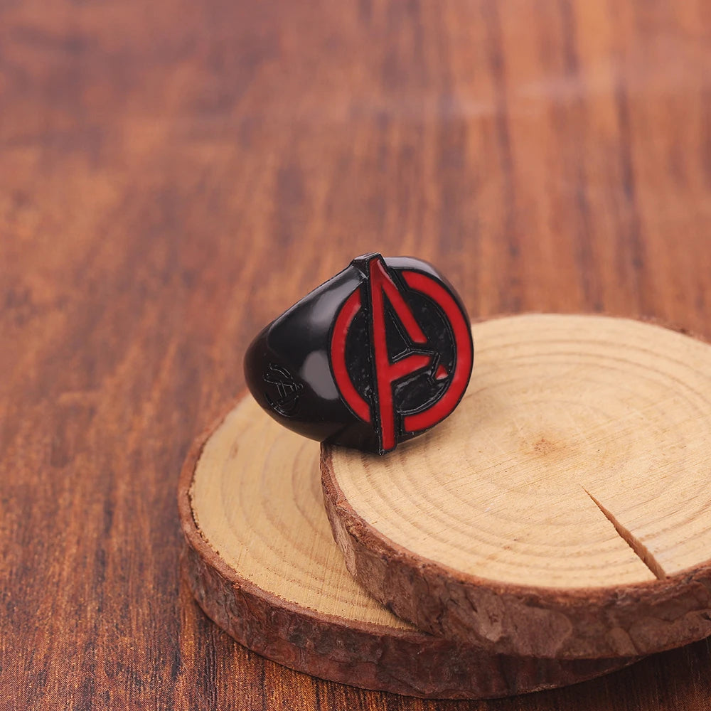 Avengers Ring Logo Superhero Mens Marvel Ring - Black & Red - Unisex