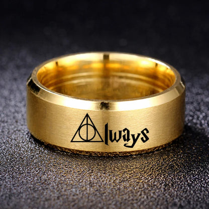 Deathly Hallows Harry Potter Always Ring - Stainless Steel Silver, Gold & Black - Unisex