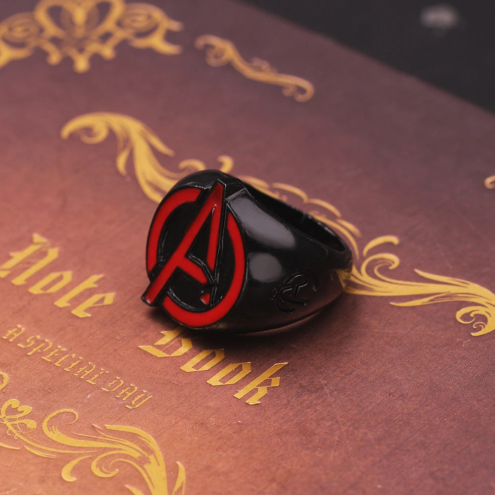 Avengers Ring Logo Superhero Mens Marvel Ring - Black & Red - Unisex
