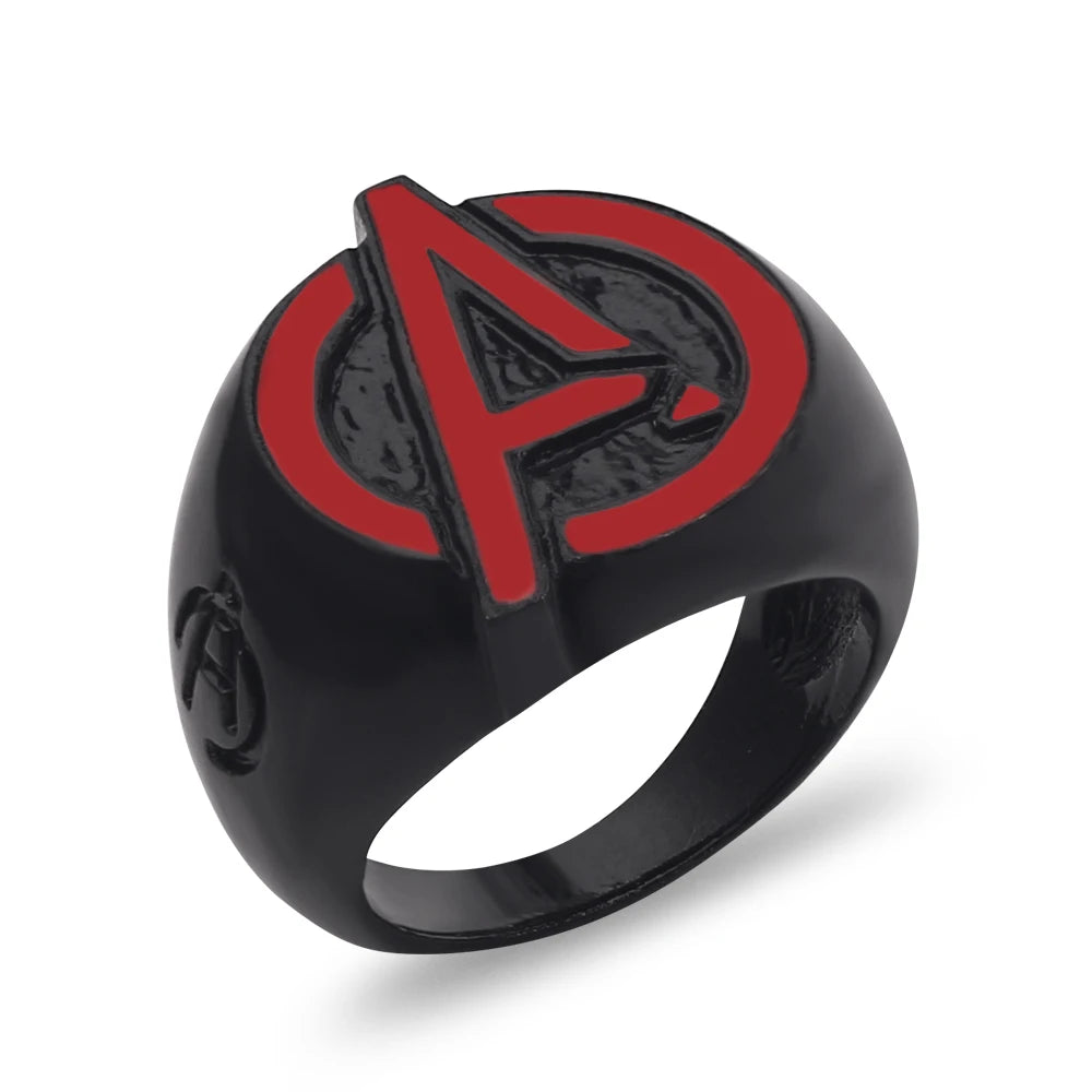 Avengers Ring Logo Superhero Mens Marvel Ring - Black & Red - Unisex
