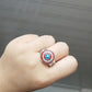 Captain America Shield Ring Superhero Mens Marvel Ring - Silver, Red & Blue - Unisex