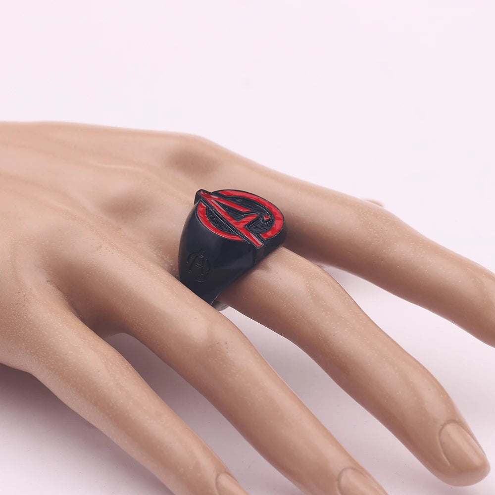 Avengers Ring Logo Superhero Mens Marvel Ring - Black & Red - Unisex