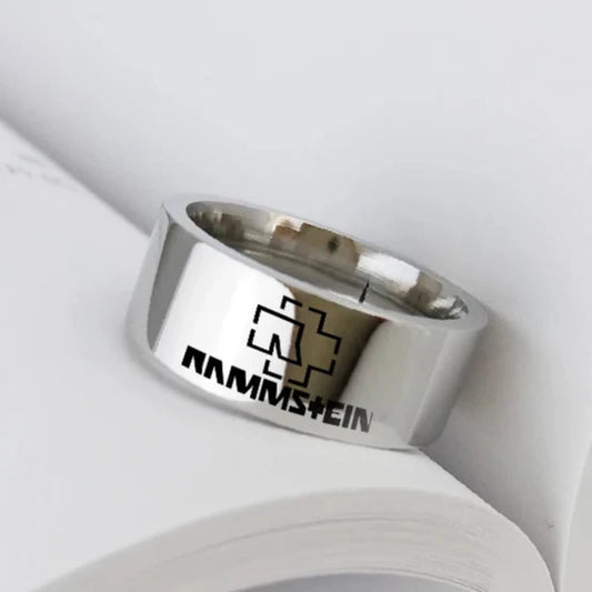 Rammstein Logo Metal Rock Band Mens Ring - Titanium Steel Silver - Unisex