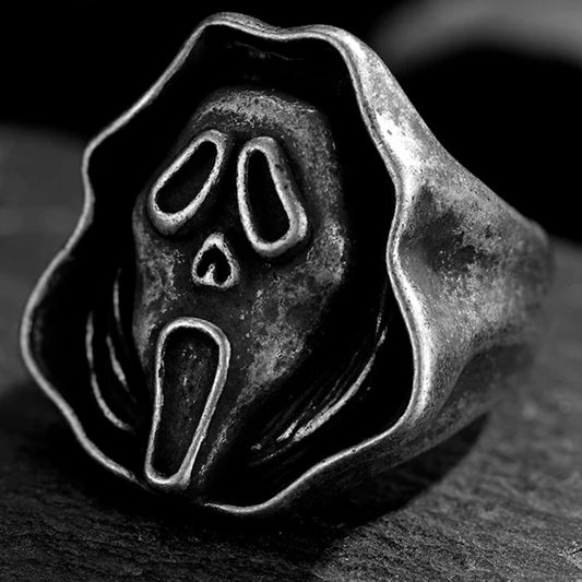 Scream Ghostface Mens Ring - Stainless Steel Silver - Unisex