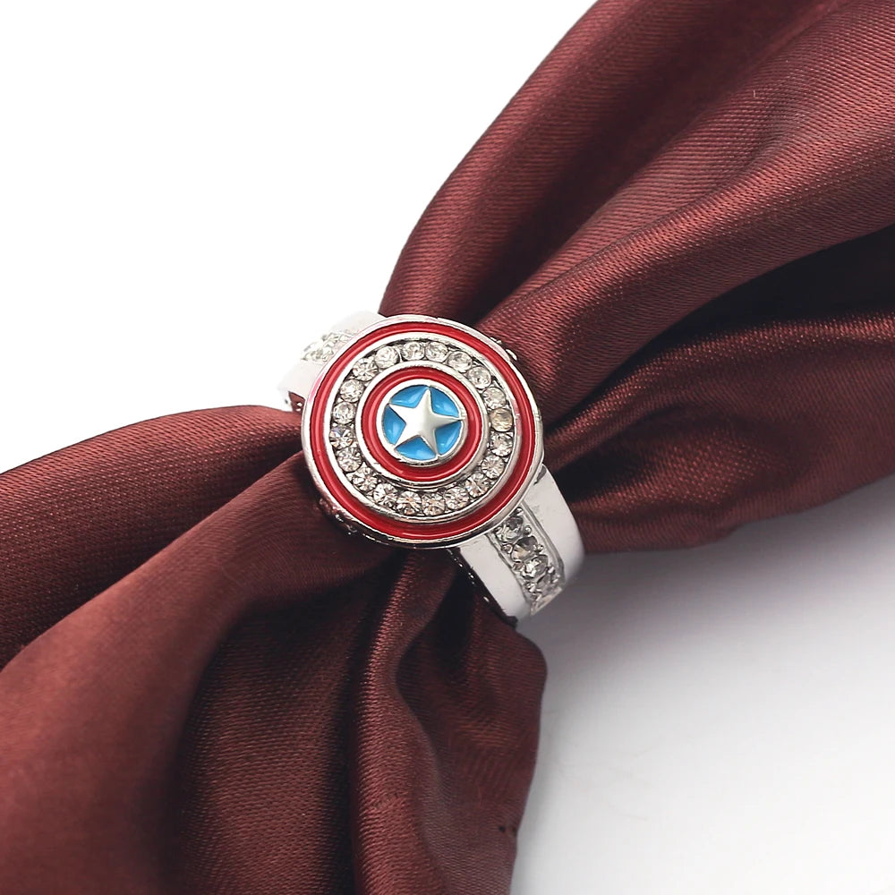 Captain America Shield Ring Superhero Mens Marvel Ring - Silver, Red & Blue - Unisex