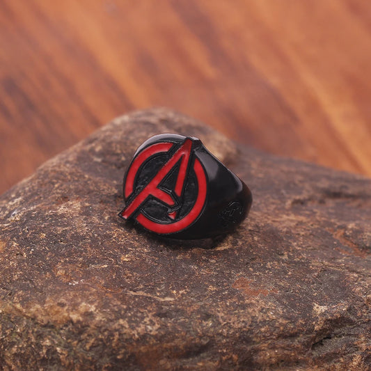 Avengers Ring Logo Superhero Mens Marvel Ring - Black & Red - Unisex
