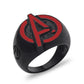 Avengers Ring Logo Superhero Mens Marvel Ring - Black & Red - Unisex