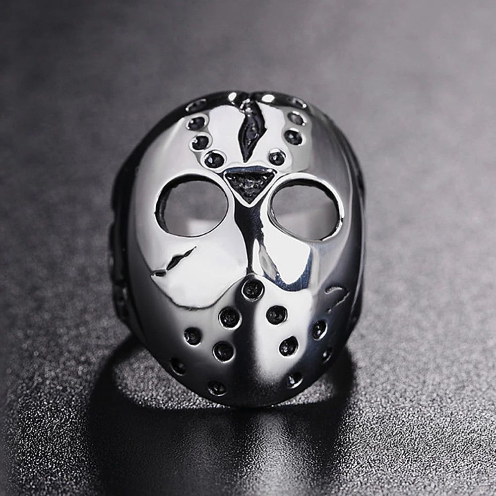 Jason Voorhees Ring Friday the 13th Mask Horror Halloween Ring - Stainless Steel Silver - Unisex - That Rock Aesthetic