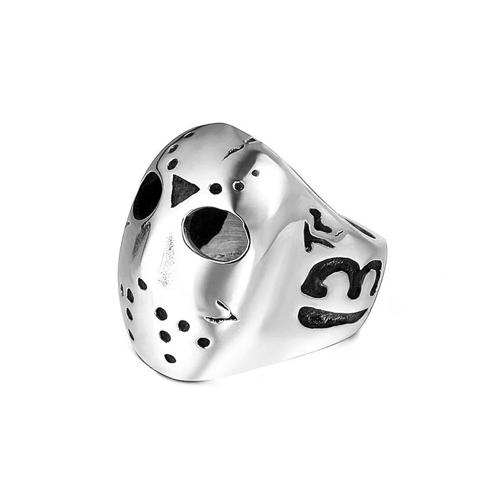Jason Voorhees Ring Friday the 13th Mask Horror Halloween Ring - Stainless Steel Silver - Unisex - That Rock Aesthetic