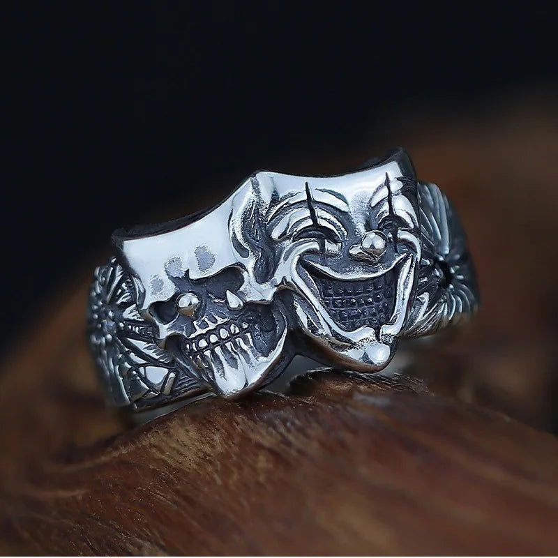 Skull Joker Ring DC Comics Superhero Mens Batman Ring - Silver - Unisex - Adjustable - That Rock Aesthetic