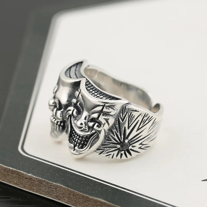 Skull Joker Ring DC Comics Superhero Mens Batman Ring - Silver - Unisex - Adjustable - That Rock Aesthetic