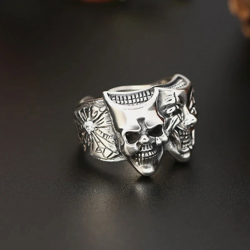 Skull Joker Ring DC Comics Superhero Mens Batman Ring - Silver - Unisex - Adjustable - That Rock Aesthetic