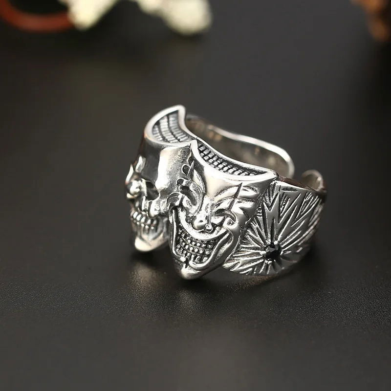 Skull Joker Ring DC Comics Superhero Mens Batman Ring - Silver - Unisex - Adjustable - That Rock Aesthetic