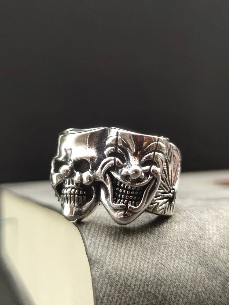 Skull Joker Ring DC Comics Superhero Mens Batman Ring - Silver - Unisex - Adjustable - That Rock Aesthetic