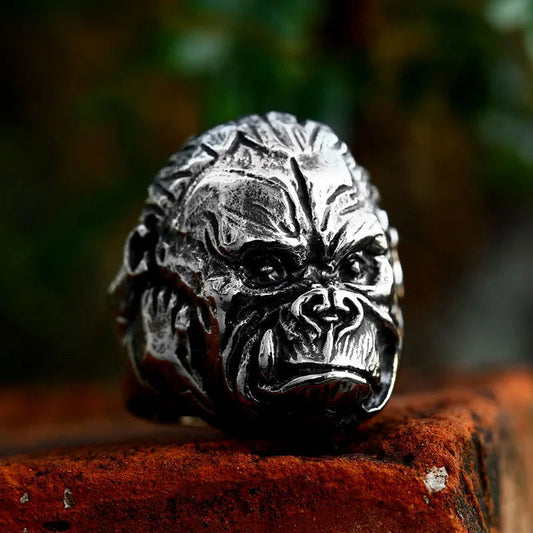 King Kong Gorilla Ring Mens - Stainless Steel Silver - Unisex - That Rock Aesthetic
