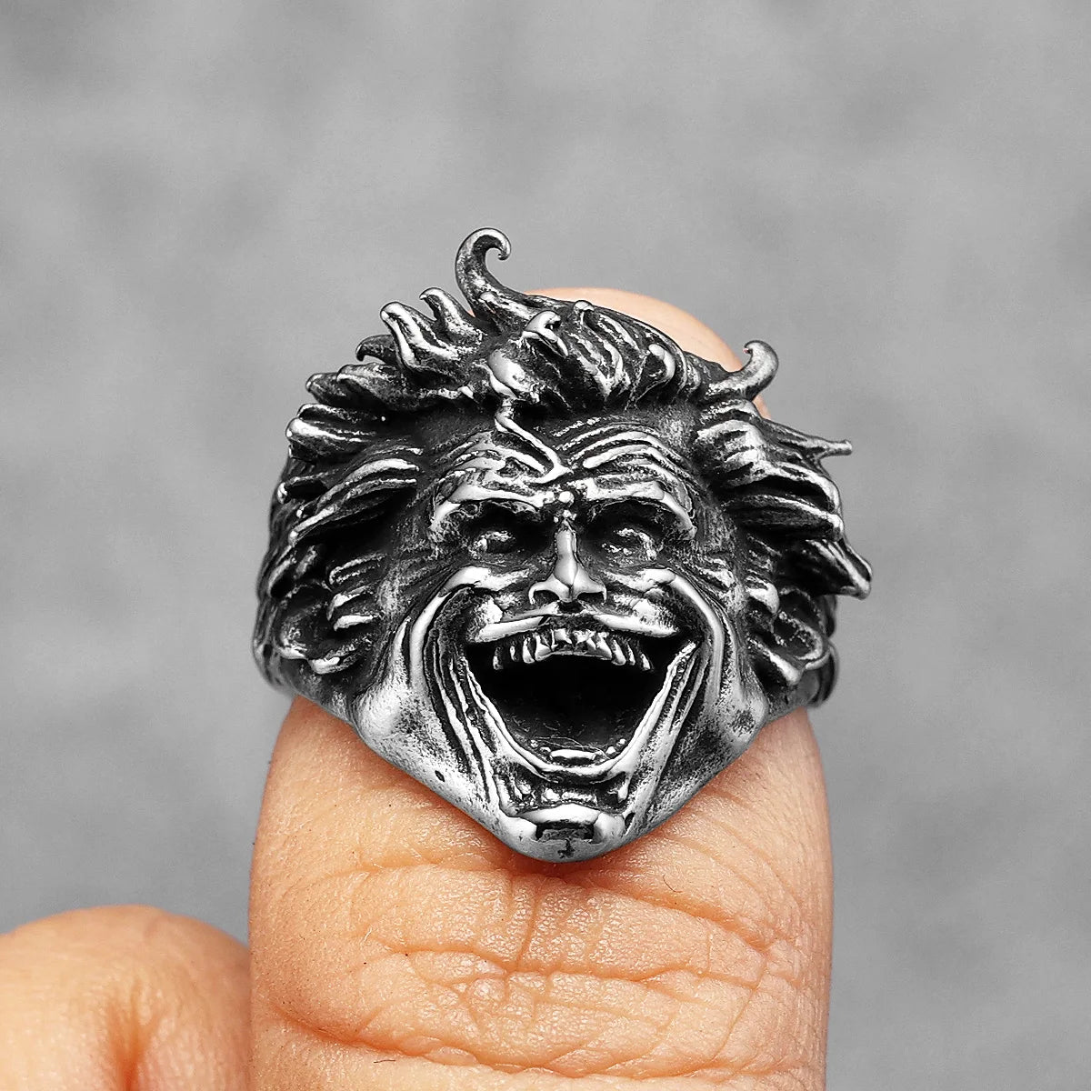 Laughing Joker Ring #3 DC Comics Superhero Mens Batman Ring - Stainless Steel Silver - Unisex - That Rock Aesthetic