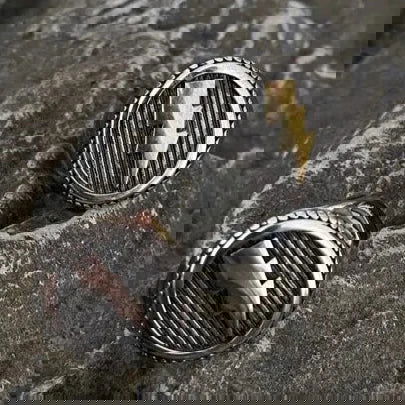 Lightning Bolt Round Mens Signet Ring - Stainless Steel Silver & Gold - Unisex - That Rock Aesthetic