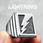 Lightning Bolt Square Mens Signet Ring - Stainless Steel Silver & Gold - Unisex - That Rock Aesthetic