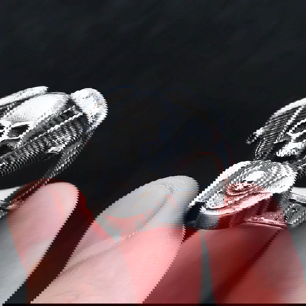 Live to Ride Motorcycle Skull Mens Biker Ring - Stainless Steel Silver - Unisex - That Rock Aesthetic
