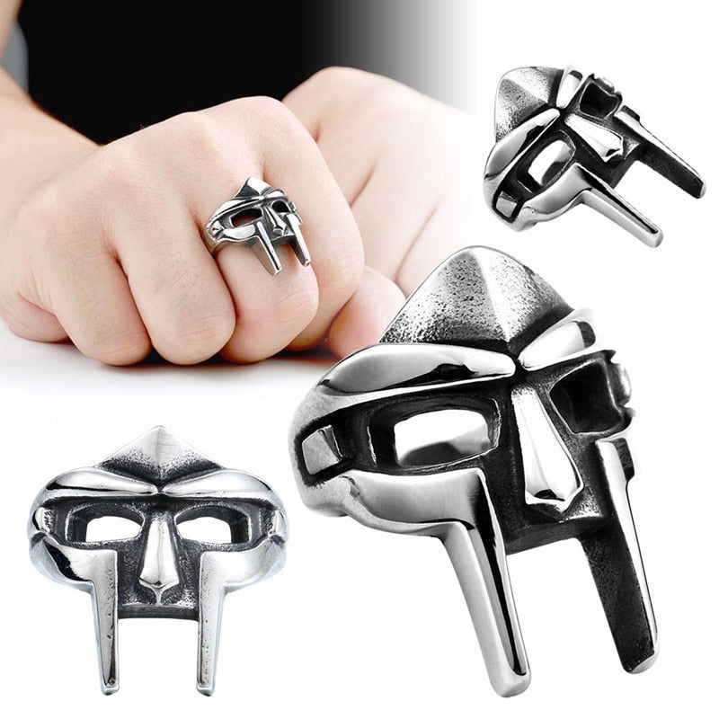 MF DOOM Ring Metal Mask Hip Hop Mens Ring - Silver - Unisex - That Rock Aesthetic