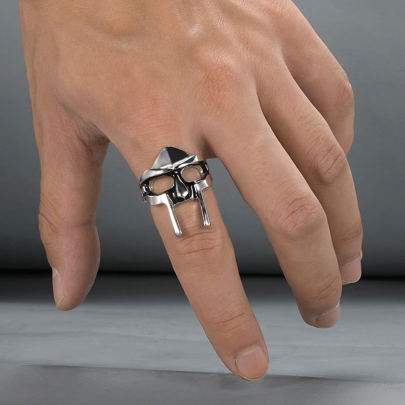 MF DOOM Ring Metal Mask Hip Hop Mens Ring - Silver - Unisex - That Rock Aesthetic