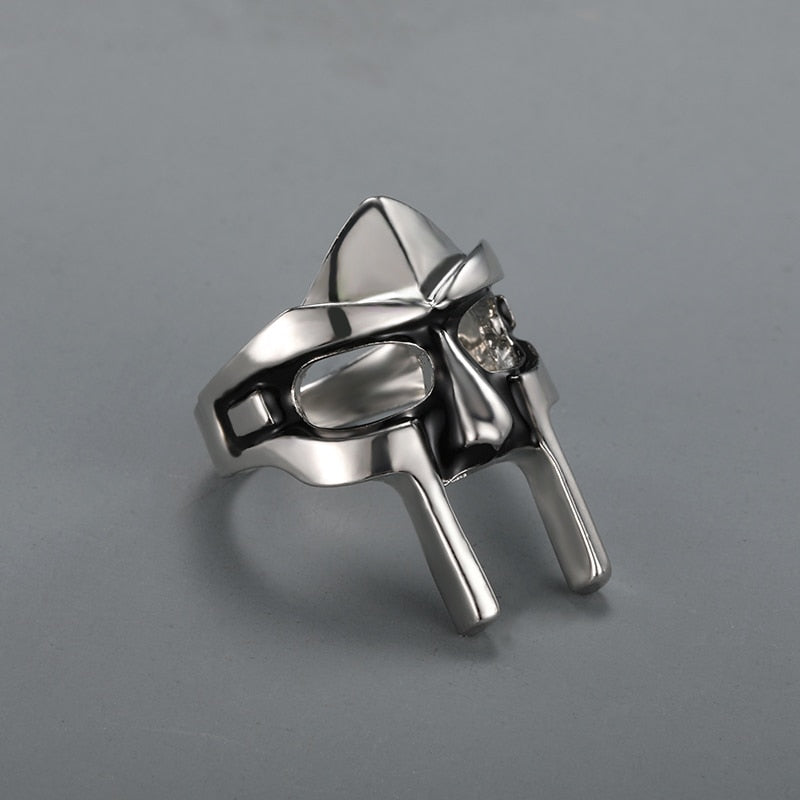 MF DOOM Ring Metal Mask Hip Hop Mens Ring - Silver - Unisex - That Rock Aesthetic