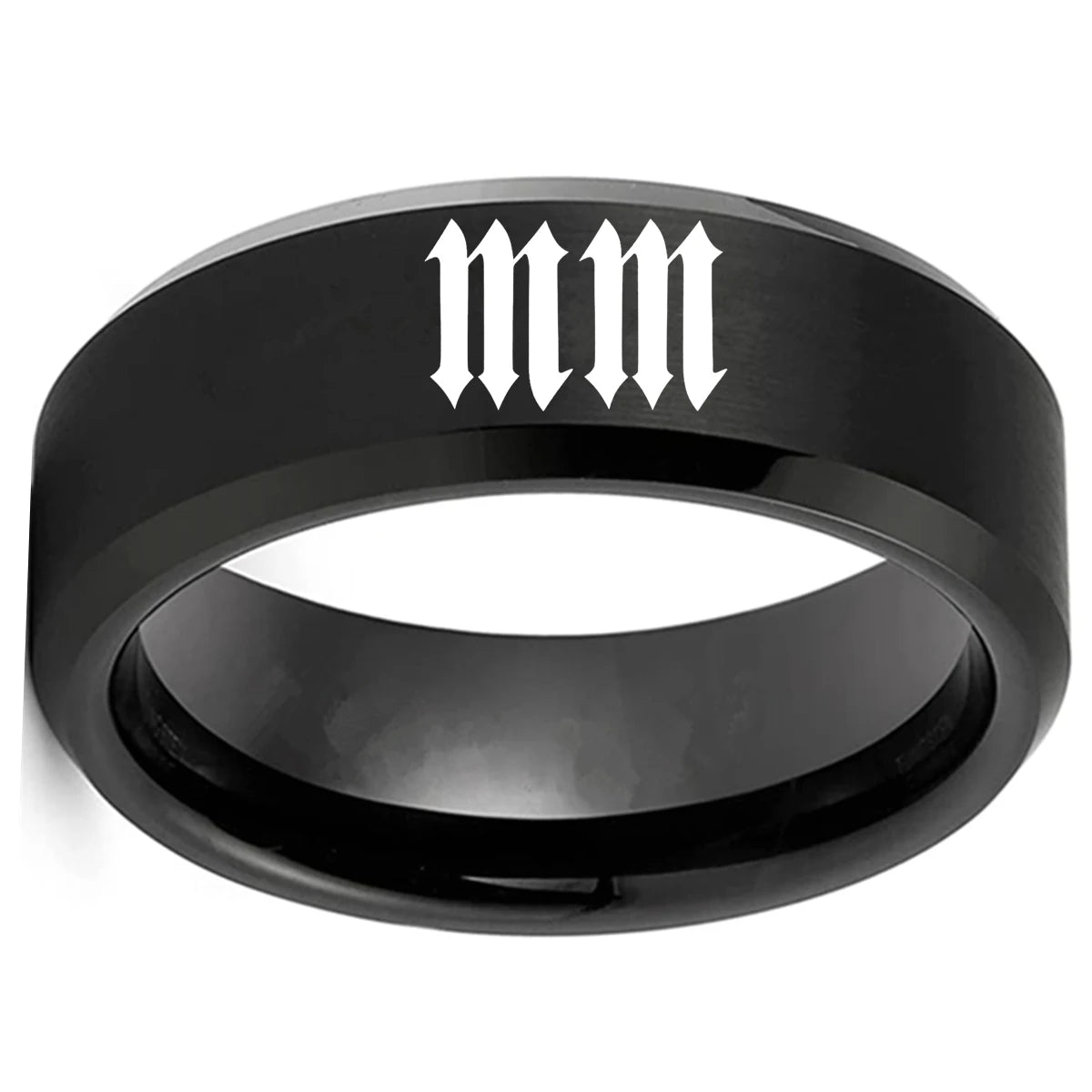 Marilyn Manson Ring Logo #1 Metal Rock Band Music Ring - Stainless Steel Black - Unisex - That Rock Aesthetic