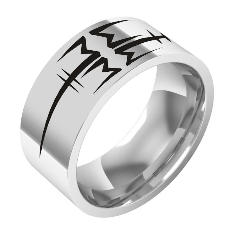 Marilyn Manson Ring Logo #2 Metal Rock Band Music Ring - Titanium Steel Silver - Unisex - That Rock Aesthetic