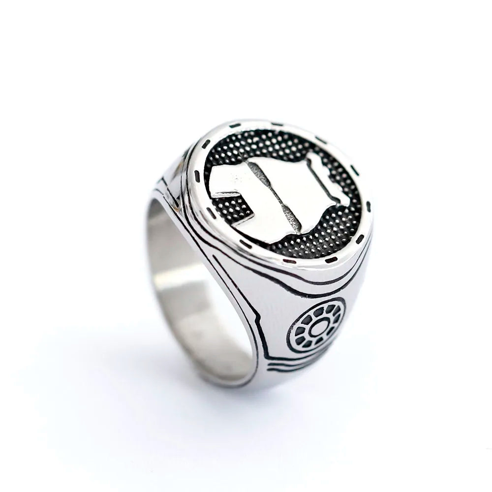 Marvel Iron Man Ring Mens Signet Superhero - Stainless Steel Silver - Unisex - That Rock Aesthetic