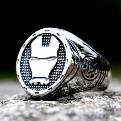 Marvel Iron Man Ring Mens Signet Superhero - Stainless Steel Silver - Unisex - That Rock Aesthetic