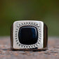 Mens Black Onyx Sun Gemstone Ring Biker Boho - Stainless Steel Silver - Unisex - That Rock Aesthetic