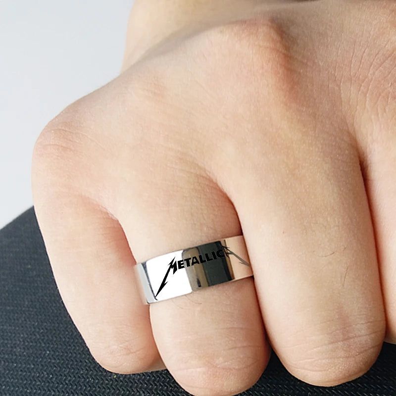Metallica Ring Logo Metal Rock Band Mens Music Ring - Titanium Steel Silver - Unisex - That Rock Aesthetic
