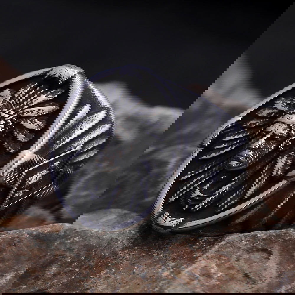 Native American Indian Chief Mens Signet Ring - Stainless Steel Silver - Unisex - That Rock Aesthetic