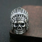 Navajo Native American Skull Indian Chief Ring Mens - Stainless Steel Silver - Unisex - That Rock Aesthetic