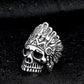 Navajo Native American Skull Indian Chief Ring Mens - Stainless Steel Silver - Unisex - That Rock Aesthetic