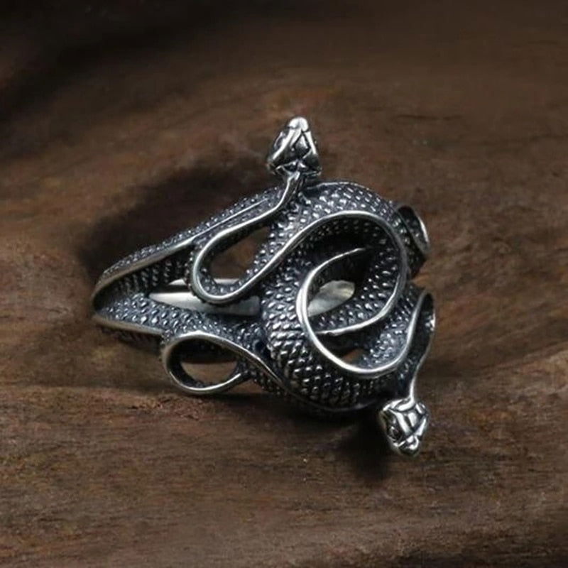 Natural Born Killers Double-Headed Mens Snake Ring - Silver - Unisex - That Rock Aesthetic