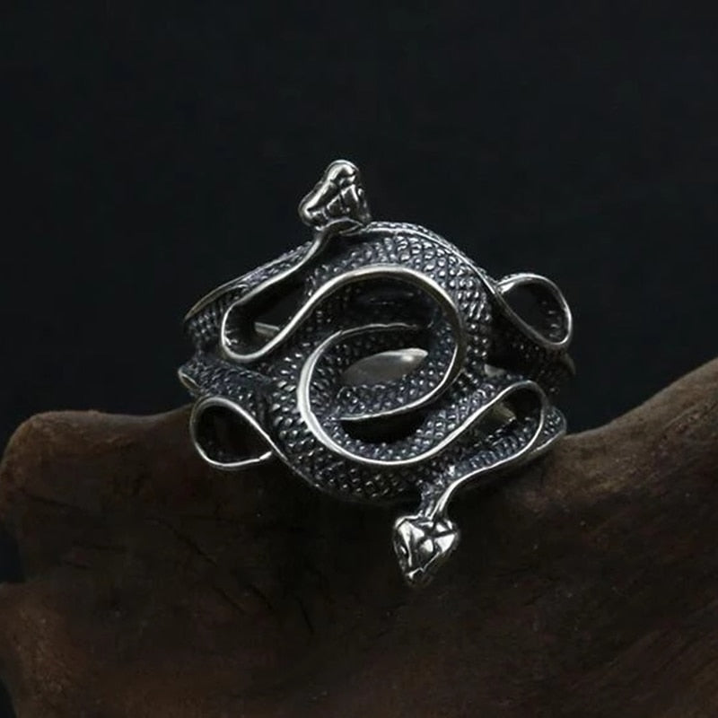 Natural Born Killers Double-Headed Mens Snake Ring - Silver - Unisex - That Rock Aesthetic