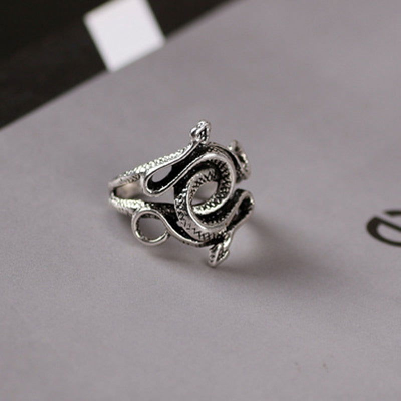 Natural Born Killers Double-Headed Mens Snake Ring - Silver - Unisex - That Rock Aesthetic